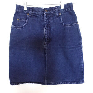 Vintage California Gold Rush Skirt Womens 9 Blue Denim Jean 5 Pocket Zip Fly 90s